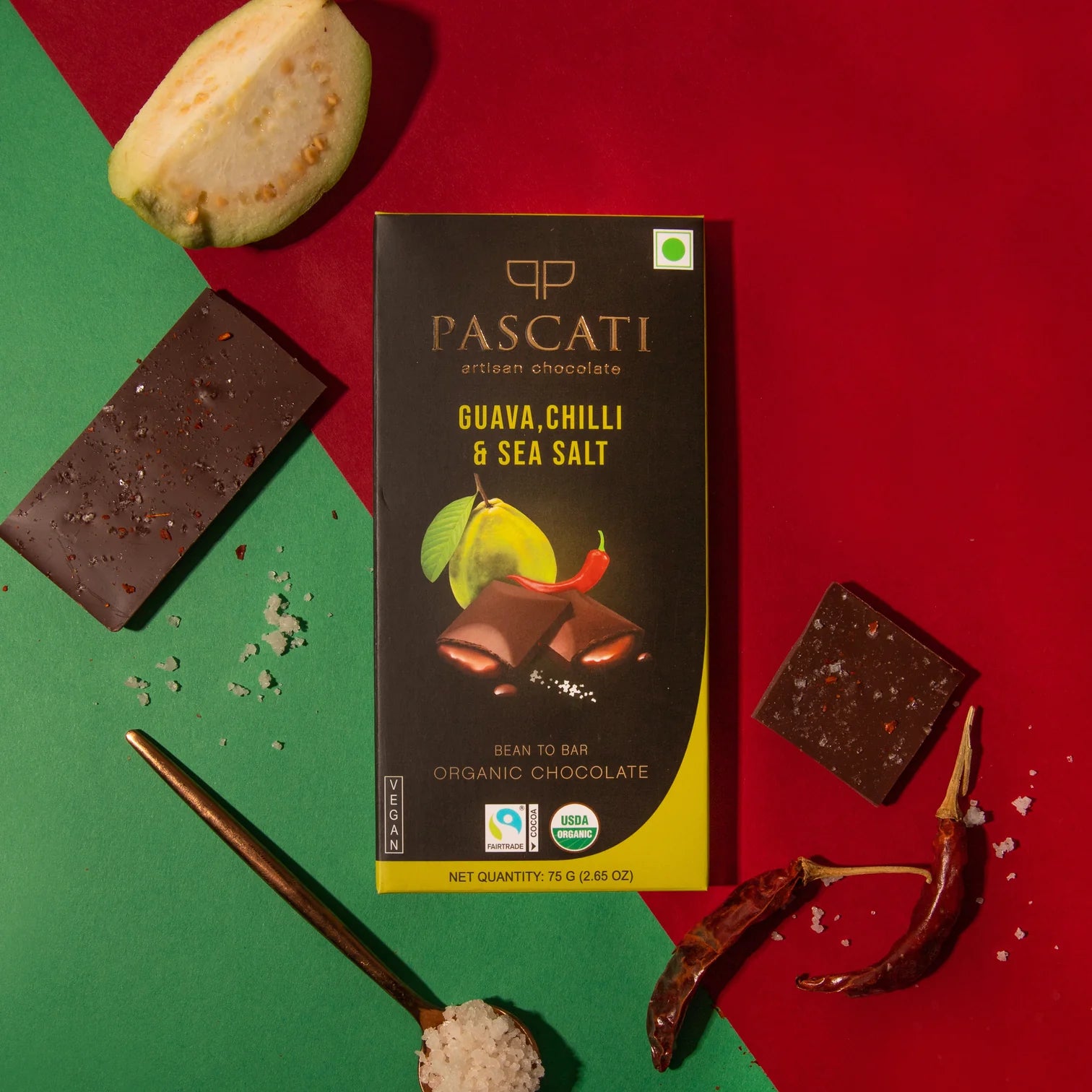 Guava Chilli And Sea Salt Organic Dark Chocolate -Zama Organics