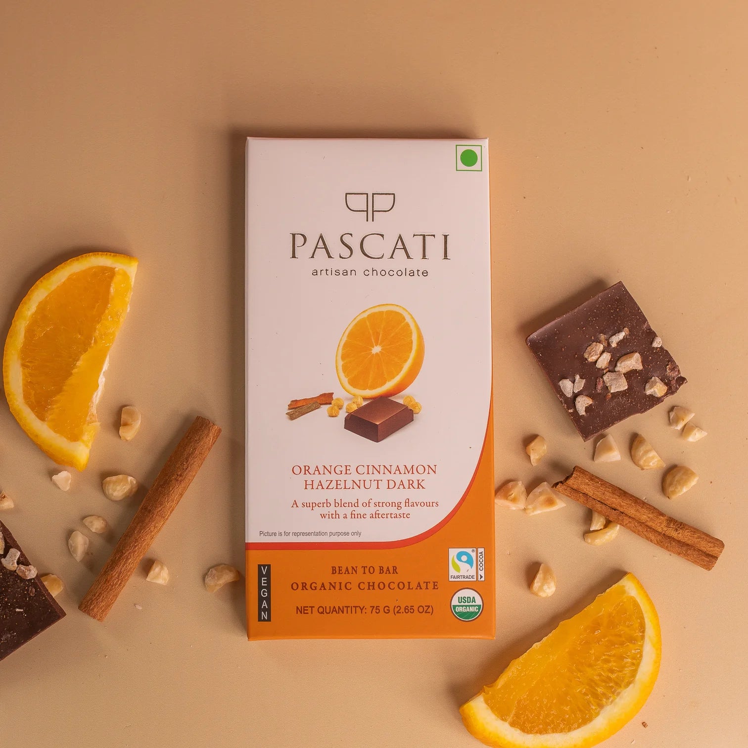 Orange Cinnamon Hazelnut Dark Chocolate- | Zama Organics