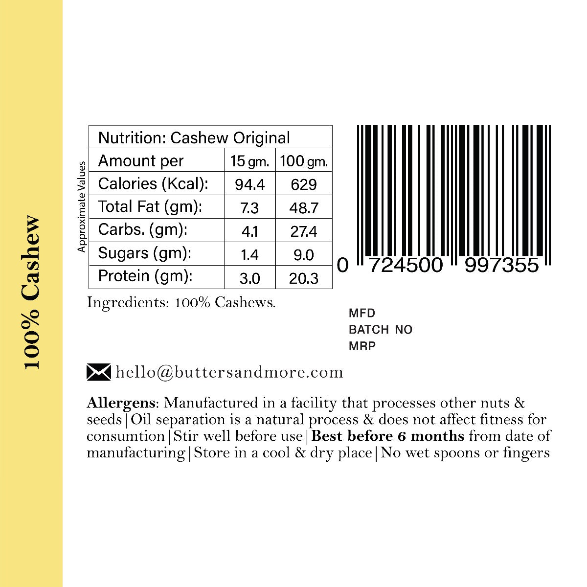 Unsweetened Cashew Butter- Zama Organics