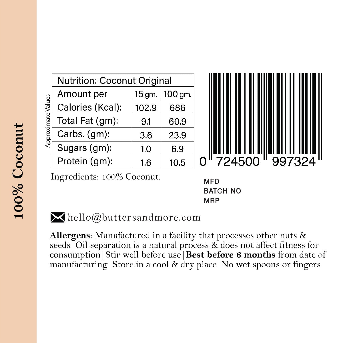 Coconut Butter- Natural & Vegan