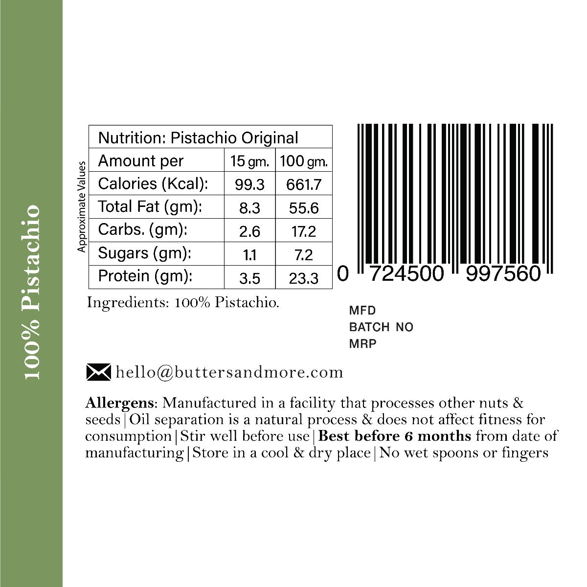 Pistachio Butter- Zama Organics