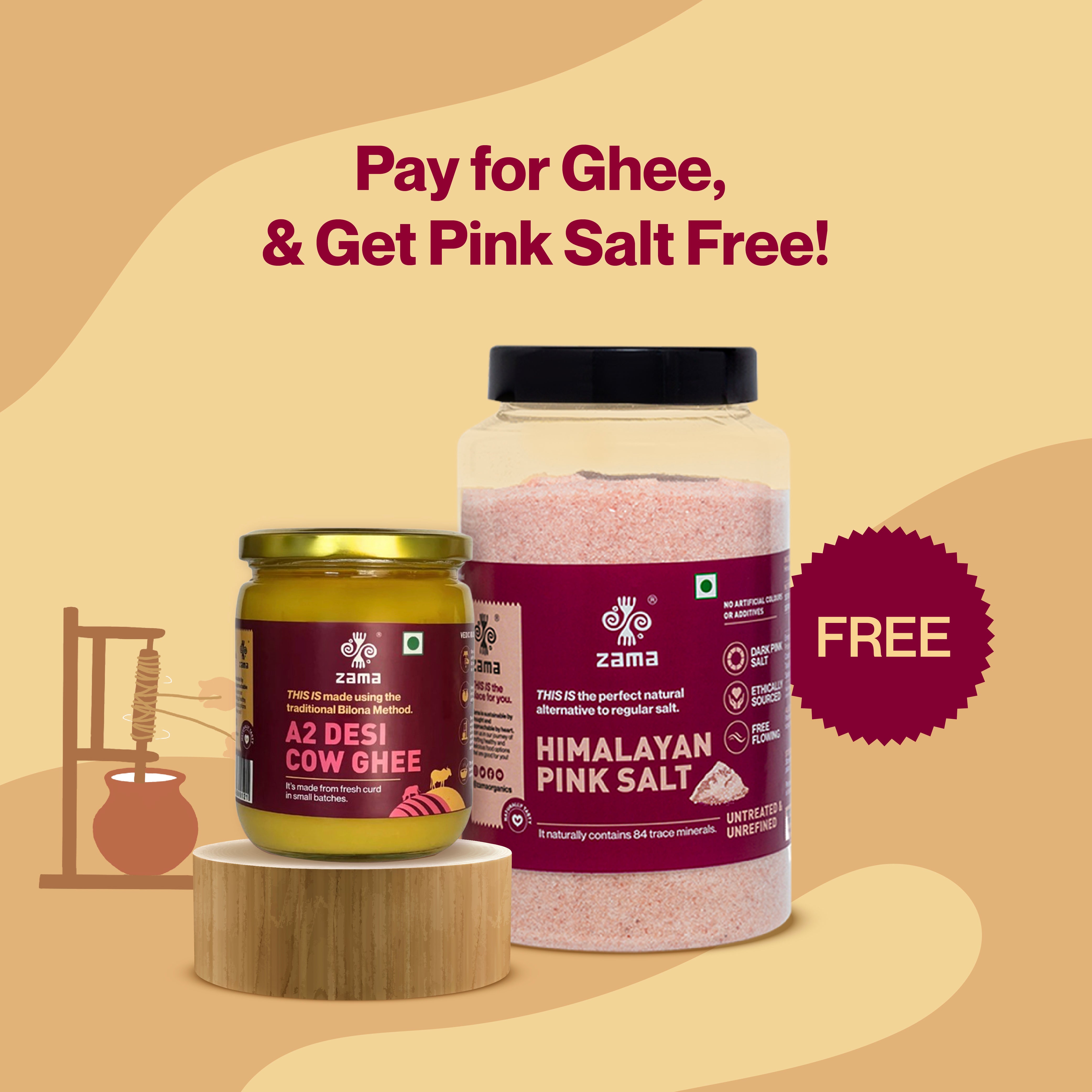 FREE HIMALAYAN PINK SALT (1.5kg) WITH A2 DESI COW GHEE - NATURAL WELLNESS DUO